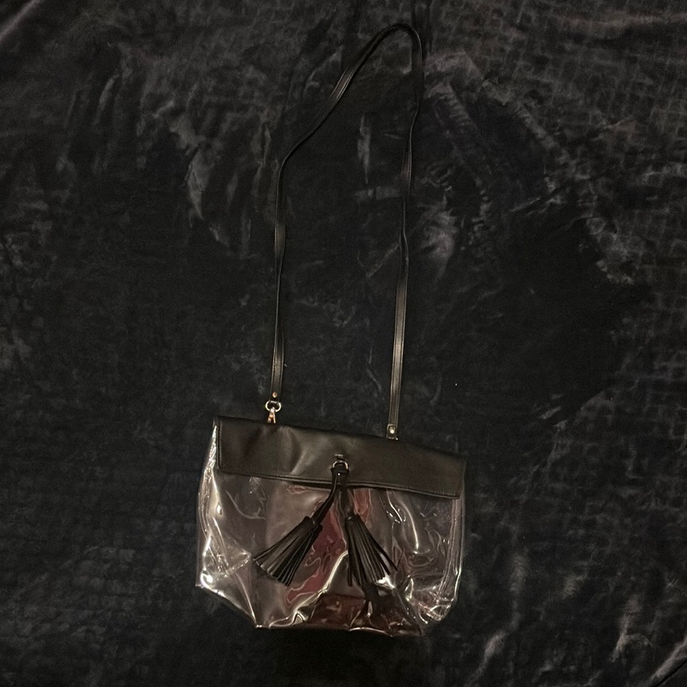 Transparent Black Tassel Shoulder Bag